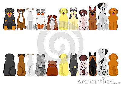 Large dogs border set Vector Illustration