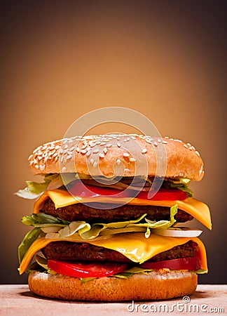 Large double burger Stock Photo