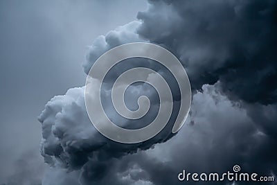 Large dramatic cloud on a cloudy sky. Emission of factory, air pollution Stock Photo