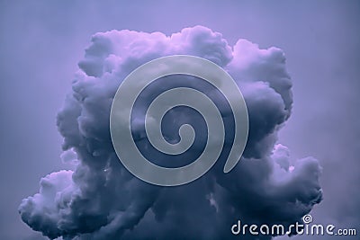 Large dramatic cloud on a cloudy sky. Emission of factory, air pollution Stock Photo