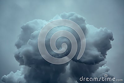 Large dramatic cloud on a cloudy sky. Emission of factory, air pollution Stock Photo