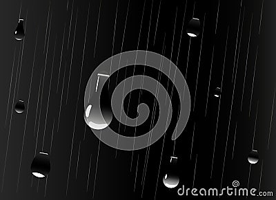 Large drops of rain falling Vector Illustration