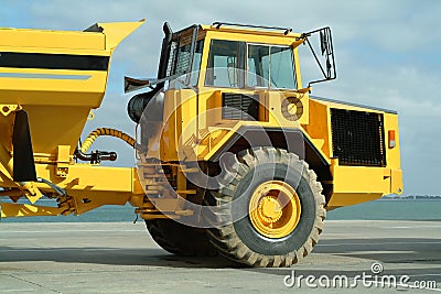 Large dumper truck in construction site Stock Photo