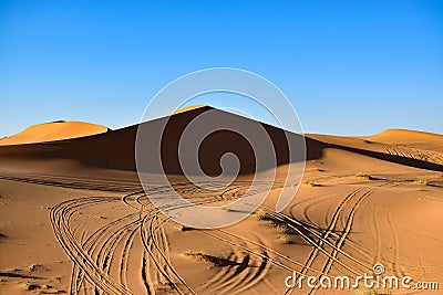 A large dune on our way in the Sahara desert. Stock Photo