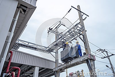 Large Electric transformers Editorial Stock Photo