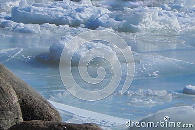 Large expanse of ice with many small ice pieces Stock Photo