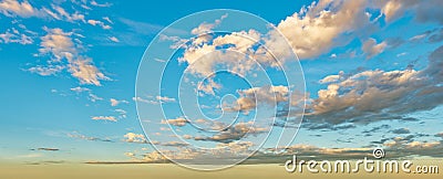 Expansive sky with clouds, panorama format. Stock Photo