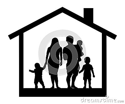 Large family house silhouette Vector Illustration