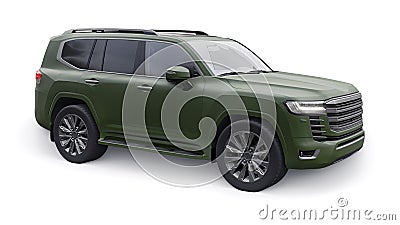 Large family seven-seater premium SUV on a white isolated background. 3d illustration. Cartoon Illustration
