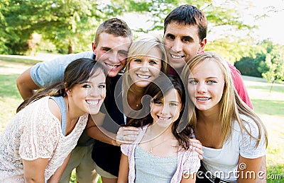 Large family together outside Stock Photo