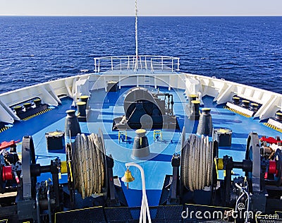 Large ferry bow with equipment Stock Photo