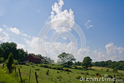 Large field and barn in rural Pennsylvania Stock Photo