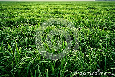 A large field of lush green grass, creating an endless expanse that appears to go on forever. the texture and color of the gr Cartoon Illustration