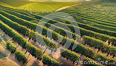 large field of vineyards Stock Photo