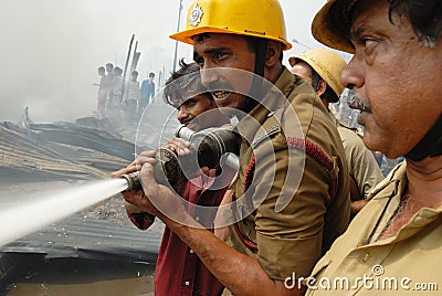 Large Fire Breaks out in Kolkata Slum Editorial Stock Photo