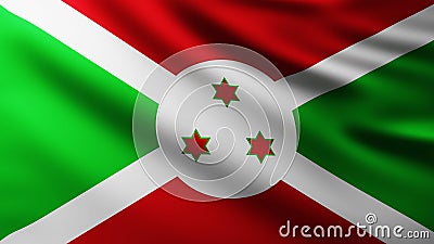 Large Flag of Burundi Republic fullscreen background in the wind Stock Photo