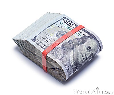 Large Folded Wad of Money Stock Photo