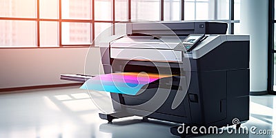 Large format color printing press in operation. Stock Photo