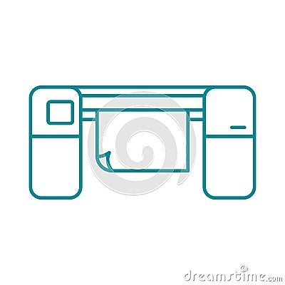 Large format printer linear icon. Thin line illustration. Printing machine Vector Illustration
