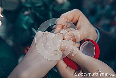 Hands with a ring. Stock Photo