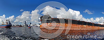 Large Freight Ships in Kaohsiung Port Editorial Stock Photo