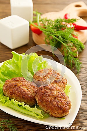 Large fried cutlets Stock Photo