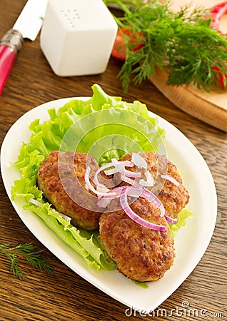 Large fried cutlets Stock Photo
