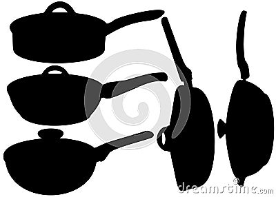 Large frying pans with lid included Vector Illustration
