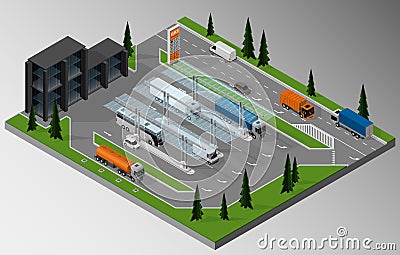 Large fuel station. Vector Illustration