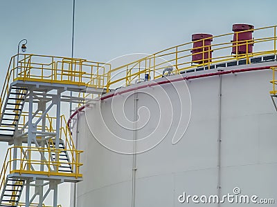 Large fuel tank with ladder Stock Photo