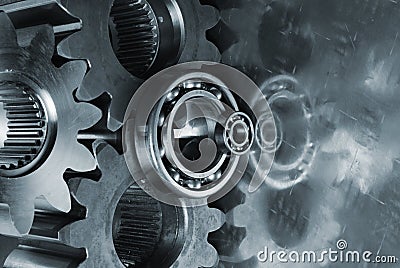 Large gear-mechanism and titanium Stock Photo