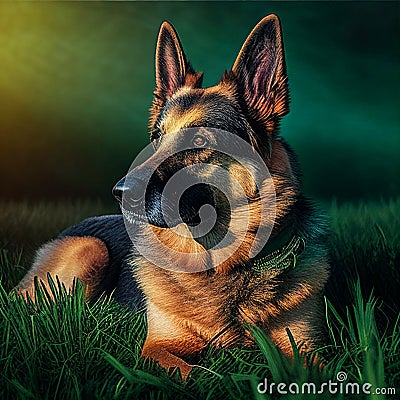 Majestic Guardian - The Graceful German Shepherd Stock Photo