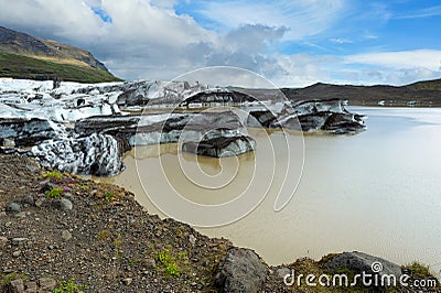Large glaciers and lakes In Iceland during the daytime of the summer Stock Photo