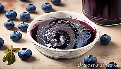 large glass with homemade blueberry Stock Photo