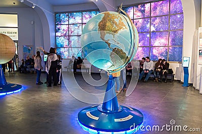 Large Globe in Museum Urania of Moscow Planetarium, Russia Editorial Stock Photo