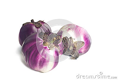 Large globular eggplants Stock Photo