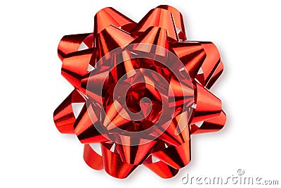 Large glossy red bow Stock Photo