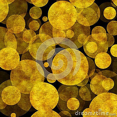 Large Gold Dots Faux Foil Metallic Black Background Stock Photo