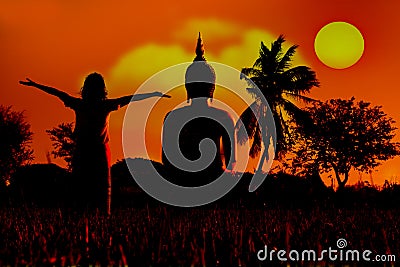 Large golden Buddha statue at Wat Muang,Ang Thong Province, Thailand Stock Photo