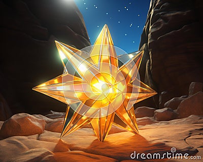 a large golden star in the middle of a desert Stock Photo