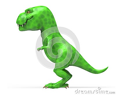 A large green dinosaur TIREX. Illustration on white background Cartoon Illustration