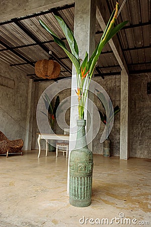Large green elephant flower vase Stock Photo