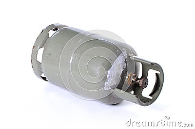 Large green gas cannister, isolated Stock Photo