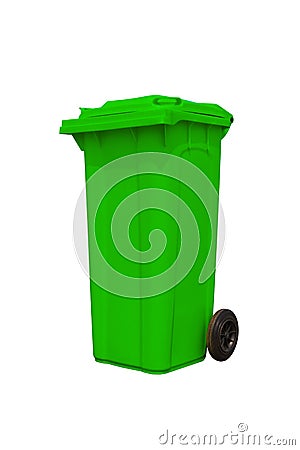 Large green trash can Stock Photo