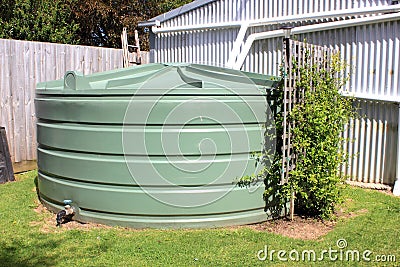 Large green water tank Stock Photo