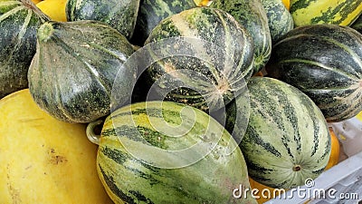 Large group background of fruits golden cucumber Stock Photo