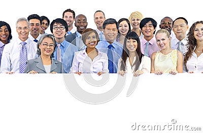Large Group of Business People Holding Board Stock Photo