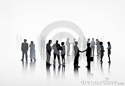 Large Group of Business People Working Together Stock Photo