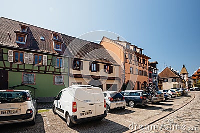 Large group of cars parked in central square Editorial Stock Photo