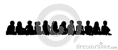 Large group of children seated silhouette 3 Stock Photo